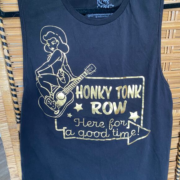 Rodeo Quincy Honky Tonk Row Graphic Tank Top Black Gold Women’s Large - Picture 4 of 5